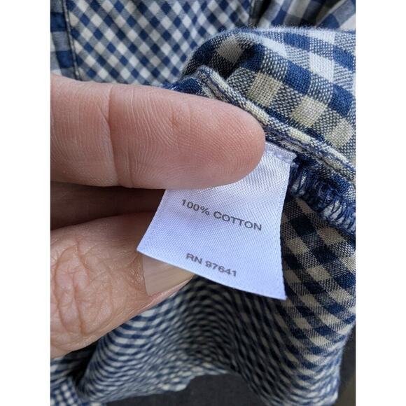 J. Jill Blue & White Gingham Button Back Long Sleeve Top Sz XL Pocket Buttons - Picture 5 of 7